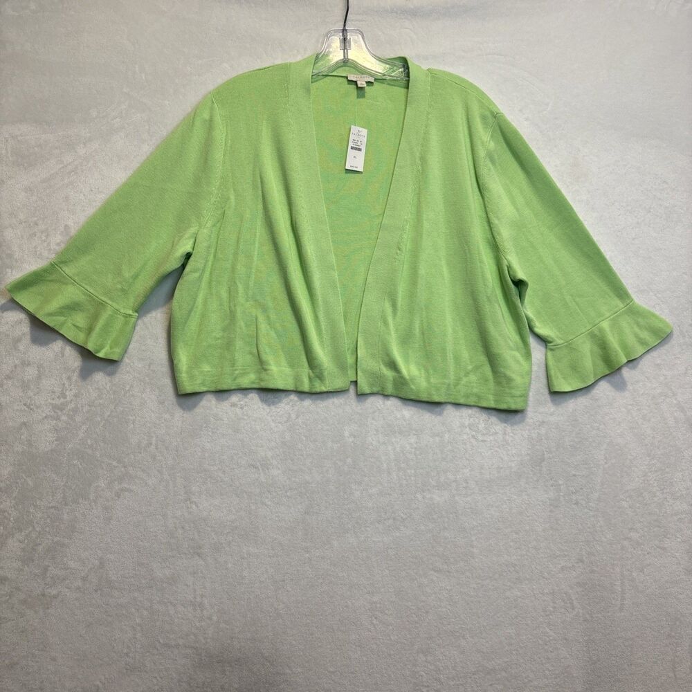 Talbots Women's Open Front Cropped Cardigan Sweater 3/4 Sleeve Flare Size XL NWT